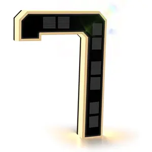 9 Inch Solar Lighted House Numbers for Outside, Light Up  LED Address Numbers Signs for Houses, Large Personalized Illuminated Exterior Modern House Numbers Light (7-Black, 9IN)