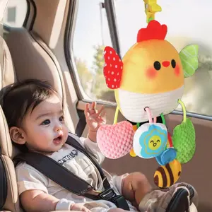 Baby Toys Wind Chime Hanging Decor, Pendant Rattle Pull-String Toys, Newborn Christmas Gift Plush Chicks And Crabs, Suitable For Hanging On Baby Cribs And Early Education, Holiday Gifts For Children, Car And Stroller Toys, Cute, Rattle Maracas Sensory