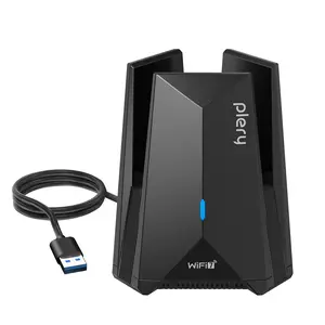PLERY WIFI 7 Adapter, 6500 Mbps High Speed, USB 3.0 Transmission, Tri-Band 2.4/5/6 GHz, Ideal for Professional Esports Gaming & Office Use