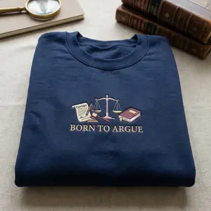 Born to Argue Embroidered Hoodie, Law Student Contract Design, Juris Doctor Gift, Mock Trial Apparel, Law Firm Staff Sweatshirt