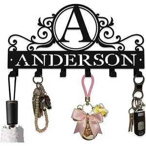 10" Custom Metal Key Rack Hooks, Personalized Key Holder for Wall,Name Background Letter Theme Wall Decoration key Hooks, Key Hanger Organizer for Living Room, Entryway, Bathroom, Kitchen Decor