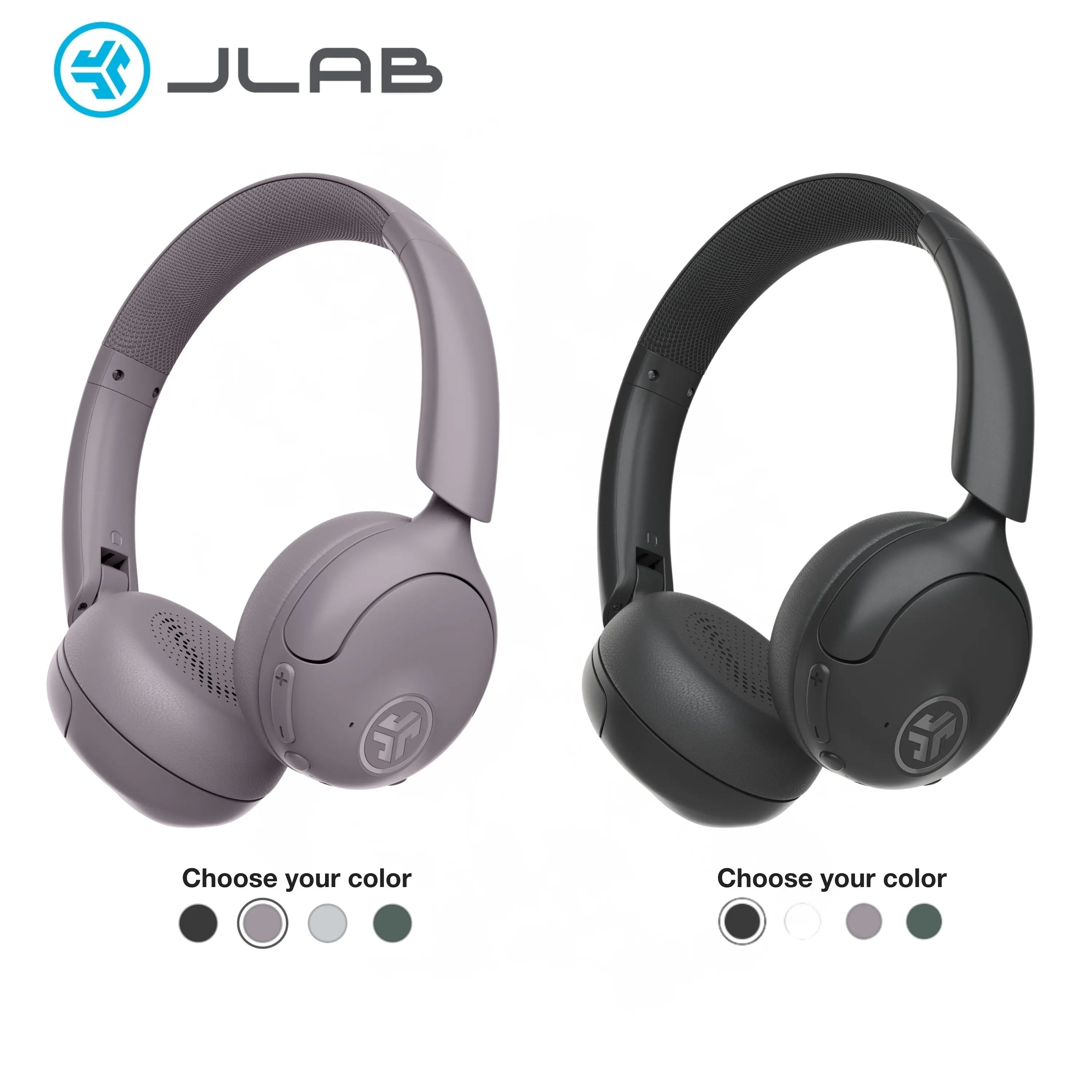 [Your Choice Bundle} JLab Go Lux ANC On-Ear Wireless Headphones, 2-Pack, 40mm Drivers, Hybrid Noise Cancellation, 70+ Hours Playtime, Bluetooth 5.4, Foldable, Fast Charging, Dual Noise-Canceling Mics, Immersive Audio, Customizable Sound