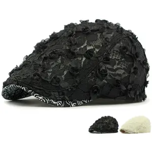 HT4784 Beret Cap Spring Summer Lace Mesh Cap Men Women Vintage Floral Artist Painter Beret Hat Male Female Ivy Flat Cap Berets