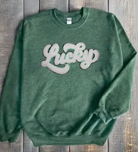 Lucky Chenille Patch Crewneck | St. Patricks Day Sweatshirt