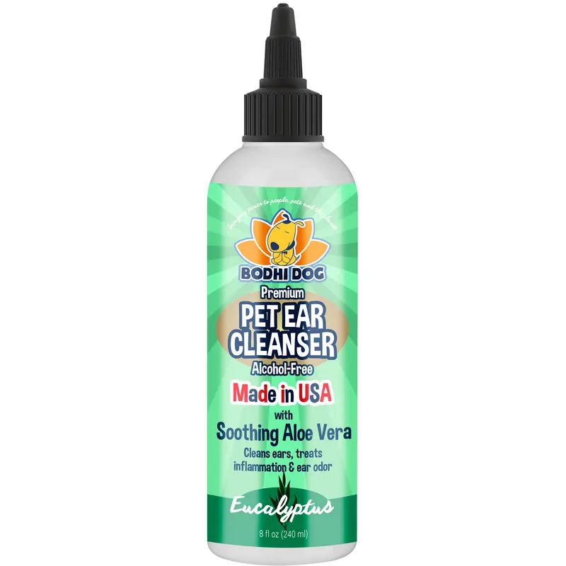 Premium Pet Ear Cleanser - Alcohol-Free with Soothing Aloe Vera - Made in USA by Bodhi Dog for Gentle Ear Cleansing - 8 fl oz (236 g)