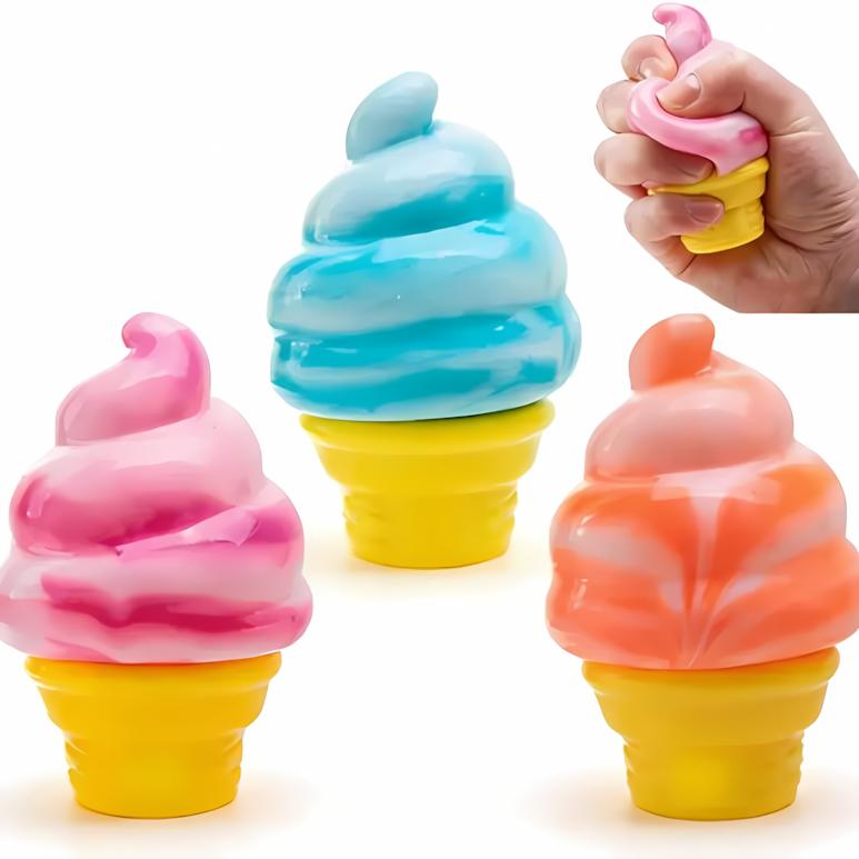Ice Cream Squeeze Squishy Toy, Soft Slow Rising Sensory Fidget, Cute Easter Basket Stuffers & Party Favors for Kids