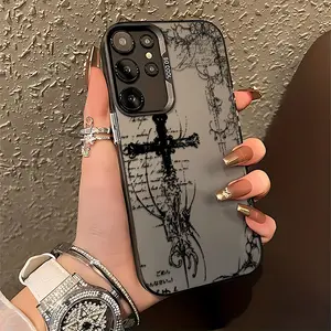 Black Gothic Cross Phone Case Suitable for Samsung Galaxy S26 S25 S24 S23 S22 S21 S20 FE 4G 5G A37 A57 A17 A07 A56 A26 A36 A55 A35 A14 A24 A34 A54 Anti Fall, Protector Matte Back Cover