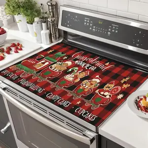 Christmas Gingerbread Man Non-Slip Rubber Oven Mat, Placemat, Stove Panel Protector, Holiday Decor Gift, Durable Kitchen Decoration