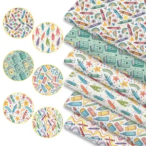 6pcs Kids School Life Print Fabric Bundles, 45cm*50cm/17.72in*19.69in Cute Educational Enlightenment Pattern Fabric Squares for Quilting, Patchwork DIY Sewing Material for Bedding, Bags, Masks, Hats, Headbands, Pillowcases