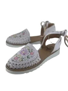 White Margarita with Lavender Flower Wrap Around Heel Huarache