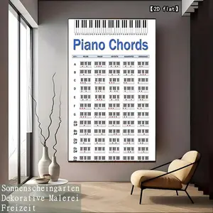 2D fiat piano chord chart, modern art wall - suitable for home decoration and creativity, applicable for home, office or cafe decoration, wall decoration, canvas painting, frameless
