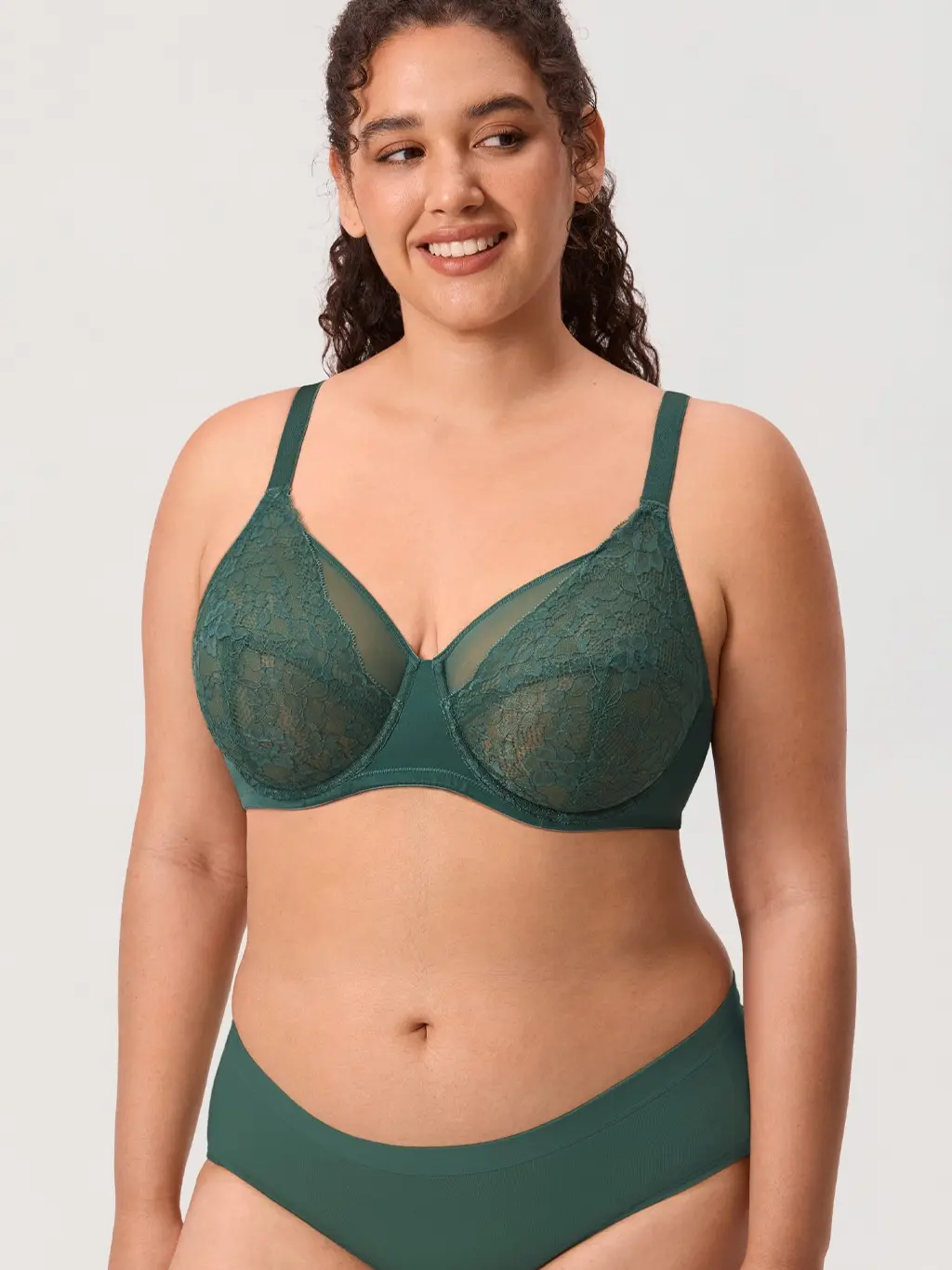 DELIMIRA Women's Feminine Lace Full Coverage Underwire Bra - Plus Size, Unlined, Breathable Fabric, Adjustable Fit, Sheer Mesh Design
