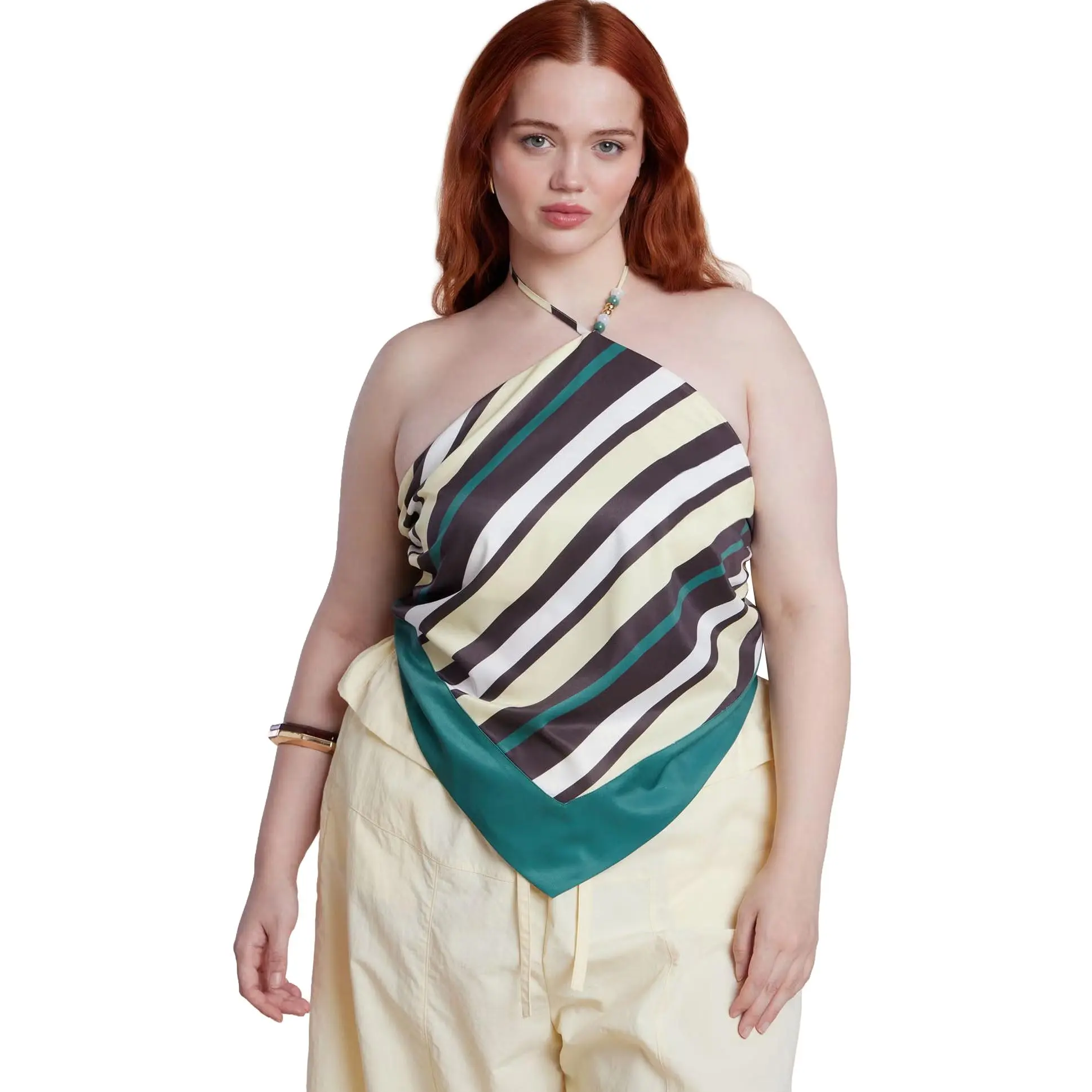 ELOQUII Women's Plus Size Halter Scarf Top