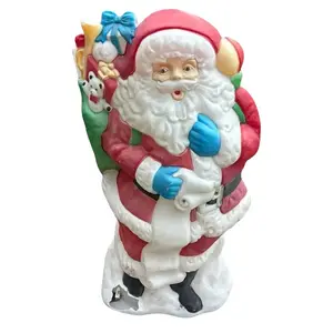 Santa Claus Figure for Outdoor Christmas Decor with Colorful Outfit and Simple Base