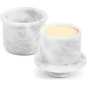 Elborse Marble Butter Keeper with Lid Handmade French Butter Crock for Countertop, 4.25” Butter Dish for Kitchen Decor, Butter Holder for Spreadable Butter Storage