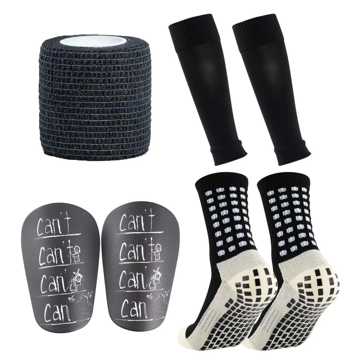 4 Sets Thickened Soccer Socks, Soccer Shin Guard, Shin Guard Sleeves, Men's And Women's Adhesive Non-slip Socks
