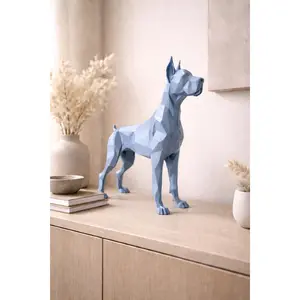 Great Dane Figurine 3D Printed Geometric Dog Decor for Shelf or Table, Modern Minimalist Home Accent
