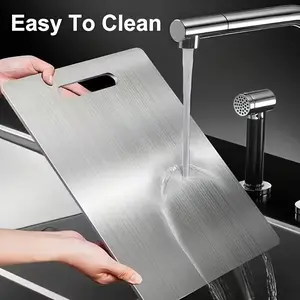Double Sided Stainless Steel Cutting Board Thick Durable Food Grade Chopping Board Non-Slip Rustproof Easy Clean for Home Commercial Kitchen