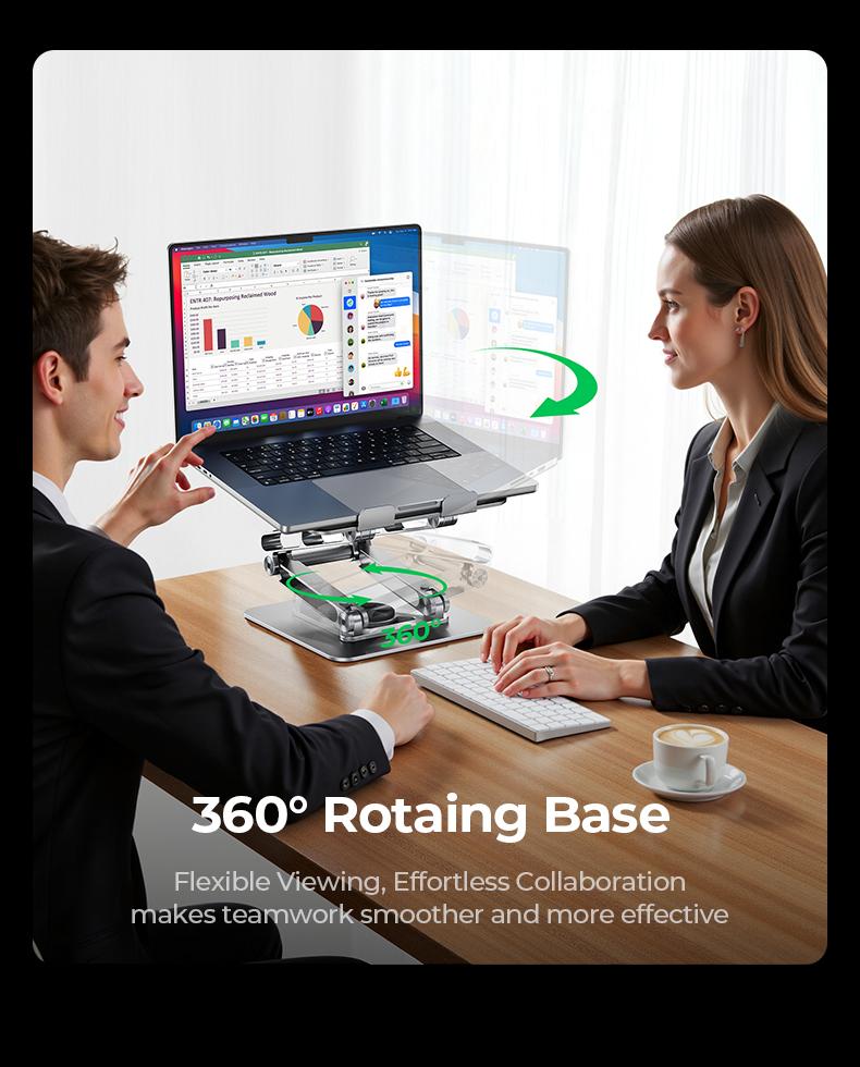 MAGIC JOHN Adjustable Laptop Stand for Desk, 360° Rotating Foldable Protable Laptop Riser Holder, Ergonomic Design Computer Notebook Stand Holder for MacBook Pro Air