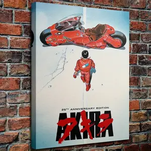 One Frame Akira 25th Anniversary Edition Poster - Retro Anime Art Print, High-Quality Canvas Wall Decoration, Suitable for Fans, Red Motorcycle and Pilot Design, Perfect Room Decoration