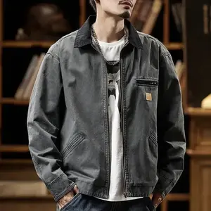 2025 Autumn/Winter Detroit Washed Old Canvas Jackets Filt Stylemens jacket Japanese Streetwear Korean Fashion Harajuku Clothing Casual Cotton Menswear Can be used with raincoat