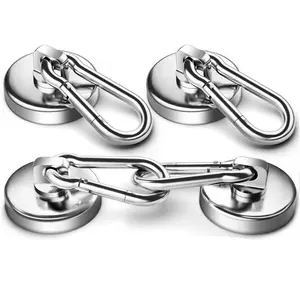 4-Pack 50 Hooks with Swivel Carabiner Lock, Adjustable Rust Proof Wall Ceiling Fridge Magnets, 360 Degree Rotation Hook, Magnetic Item