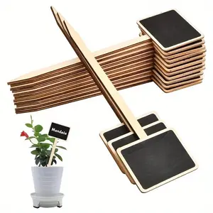 10pcs Rustic Wooden Plant Labels, T-Shaped Garden Signs with Blackboard Message Board, Floor Mount Log Plant Tags for Flower Pots, Seeds, Herbs, Vegetables, Succulents - No Electricity Needed, Garden Accessories
