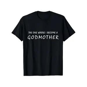 [100% Cotton] 100% Cotton The One Where I Become A Godmother Black Graphic T-Shirt Women's Casual Short Sleeve Crewneck Tee Top Perfect Gift Spring Summer Party Men's Budget Comfortable High-quality Print Lightwei Same Style for Men and Women 2026 Summer