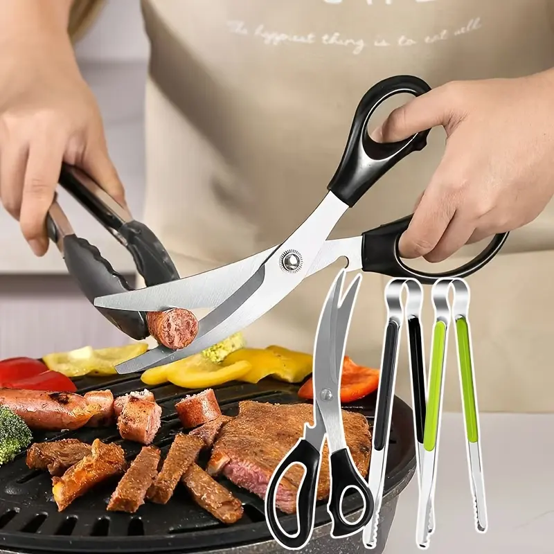 Korean Barbecue Scissors And 2 Tongs Set, BBQ Scissors BBQ Tongs ...