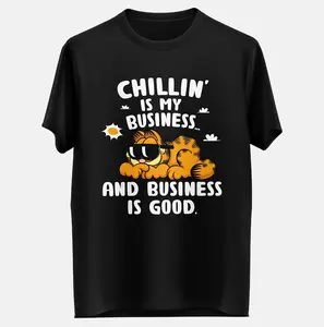 Funny Chillin' Is My Business And Business Is Good Shirt, Funny Garfield Cartoon Shirt, Oversized Graphic Tee, Gift For Him, Gift For Her, Funny Birthday Gift
