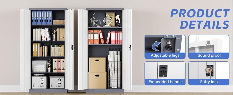 Yizosh Metal Garage Storage Cabinet with Locking Doors and 2 Drawers, Heavy Duty Steel Tool Cabinet with Pegboard, 71" - Lockable Cabinets for Garage, Warehouse, Basement