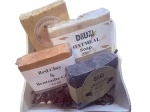 Glycerin Soap Gift Set with Natural Extracts – Turmeric, Charcoal, Oatmeal, Red Clay & Bentonite Clay | Handmade by Deguthi Body Care Clear