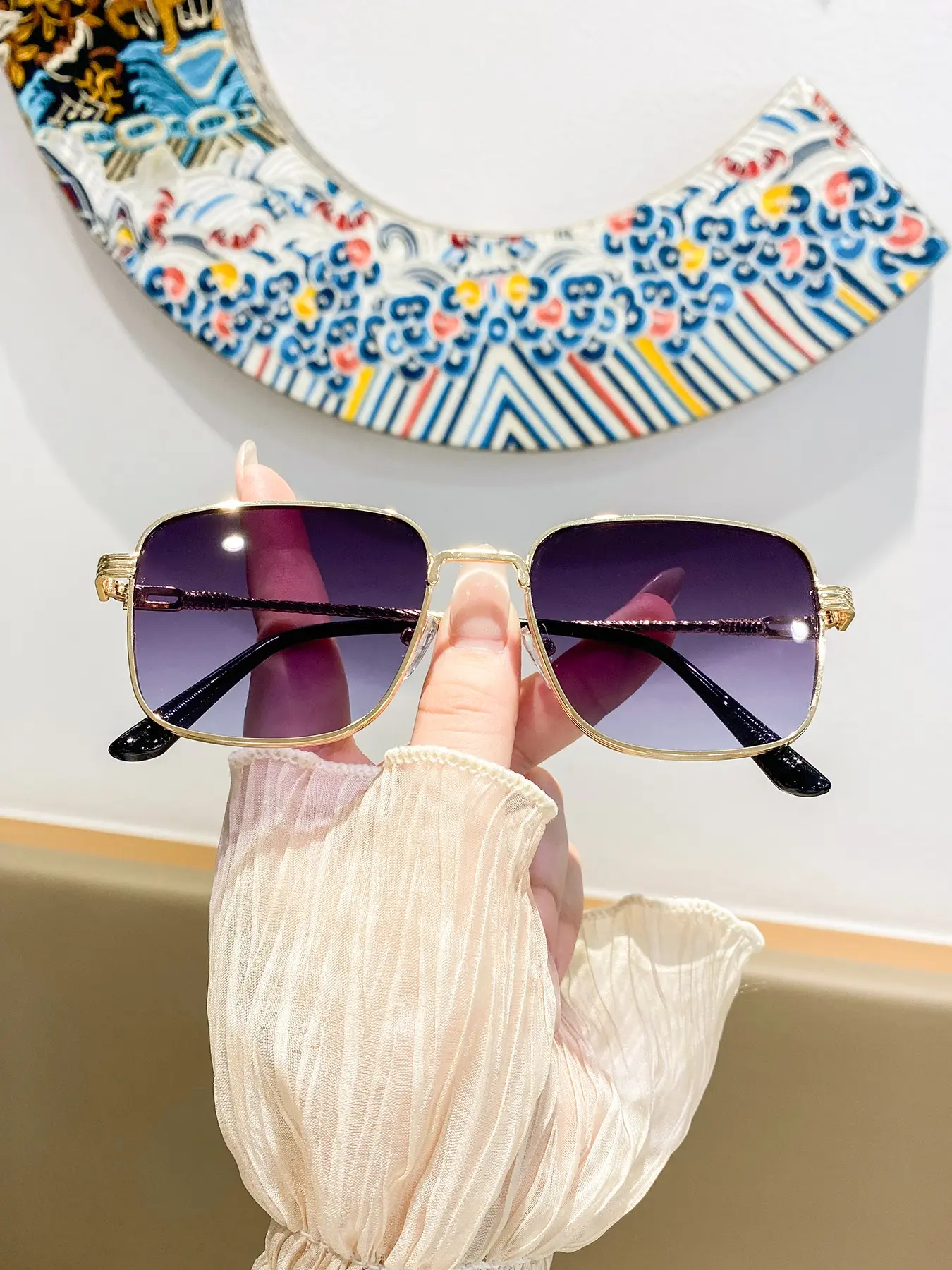 Women's Metal Square Spiral Temple Glasses, Elegant and Sexy Fashion Eyewear, Perfect for Daily Use, Commuting, Travel, and Sun Protection
