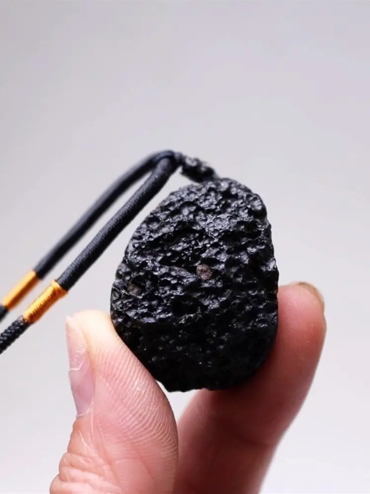 Meteorite Black Agni Tektite Necklace,Rough Tektite Gemstone Tumbled Necklace,Irregular Shape
