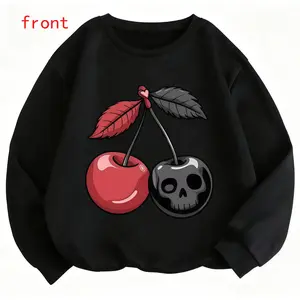 Bold Graphic Cherry and Skull Sweatshirt – Edgy Style for Everyday Wear