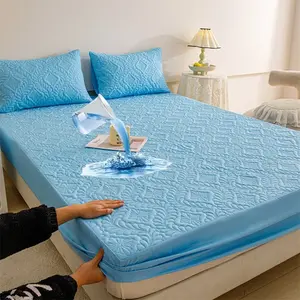 Waterproof Mattress Protector Set, Soft Breathable Bed Sheet Cover with Deep Pocket, Noiseless Washable for Bedroom Hotel Apartment School