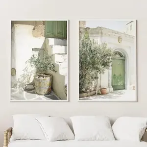 2pcs Italy Malta Olive Tree City Photography Canvas Print Poster Modern Minimalist Art Style Wall Art Home Decor Poster Gift No Framen