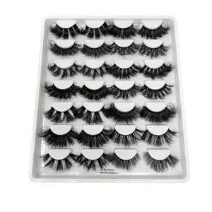 25mm 8D Makeup Fake Eyelashes Extensions, 16 Pairs Faux Curl Strip Lashes Products, Thick Dramatic Extension False Lashes for Women and Girls Eye Makeup Enhancement