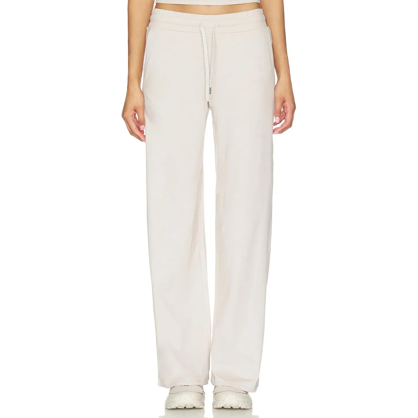 Vuori Halo Essential Wide Leg Pants in Ecru Heather