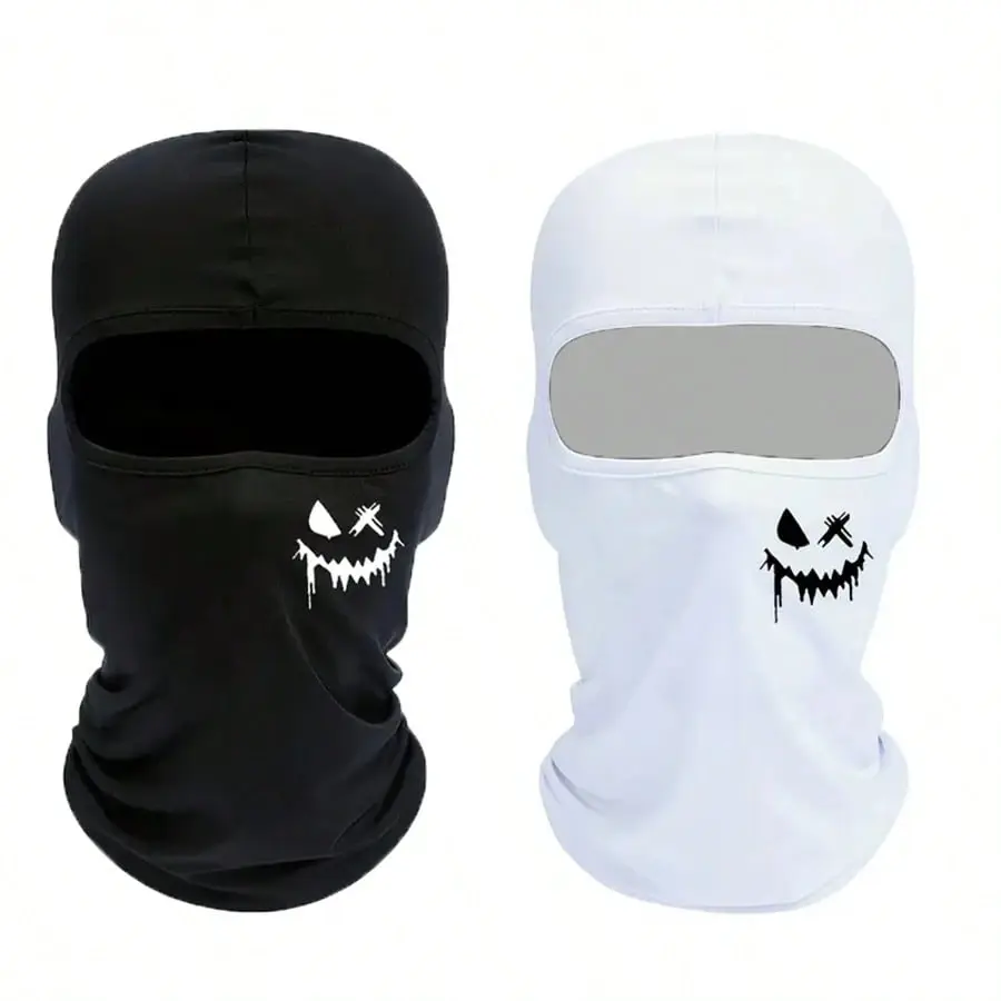 Multifunctional Graffiti Logo Balaclava Hat, Suitable For Cycling, Fishing, Skiing, Hiking - Knitted Nylon & Spandex, Hand Washable