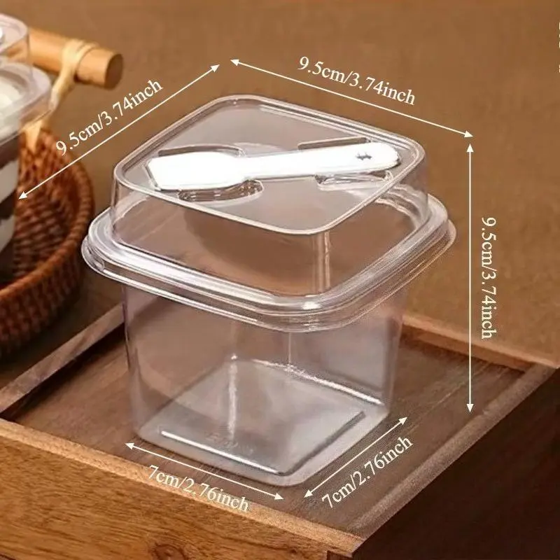 24pcs Disposable Upgraded Square Dessert Cups - Thickened, Sturdy, Stackable for Yogurt, Ice Cream, Mousse - Ideal for Home/Cafe Use, Catering Events