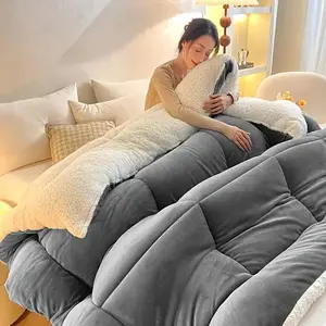 1 Set Thick and Soft Comforter - All Season Quilted Ultra Breathable, Box Stitch Solid Color Comforter, Machine Washable Bedroom Warm Autumn And Winter Comforter