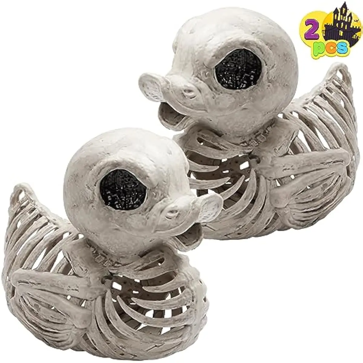 2 PCS 4.5 Duck Skeleton Plastic Bones Halloween Decorations for Spooky Animal Courtyard Halloween Graveyard Decor, Indoor Outdoor Prop Party Trick or Treat Decor