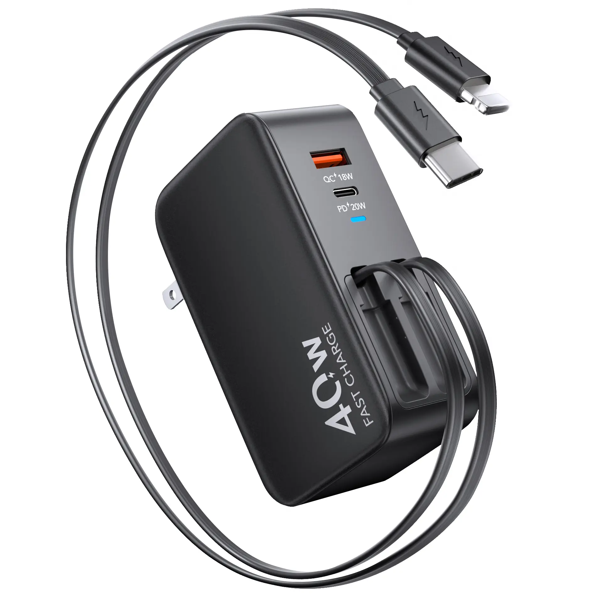 Black-Lightening+TYPE-C Cable