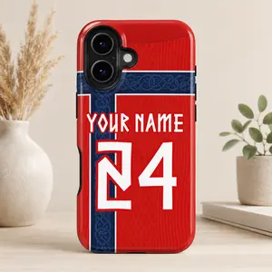 Custom Norway Soccer Phone Case, Personalized Football Jersey Phone Case with Name and Number, Norway National Team Fan Gift, Protective Custom Sports Phone Cover