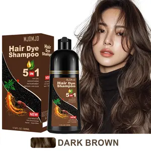 Dark Brown Hair Dye Shampoo 5 in 1 for Gray Coverage – Semi-Permanent Herbal Hair Color Shampoo for Women & Men, Easy At-Home Coloring, Natural Ingredients, Champú Para Canas, 500ml / 16.9 Fl Oz