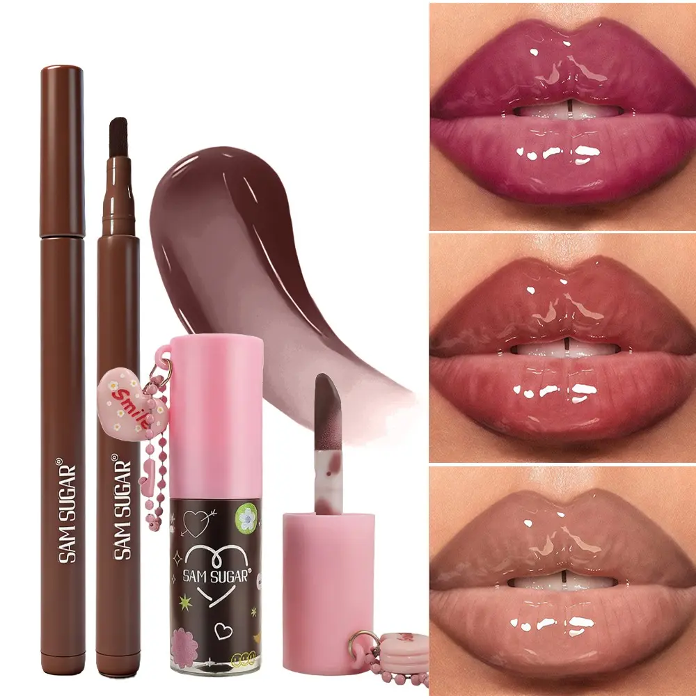 Sam Sugar Long-Lasting Dual-Sided Lip Liner Pencil, Matte Lip Liners, Smudgeproof Matte Finish, Perfect for Daily and Party Makeup, Precision Drawing, Lipliner