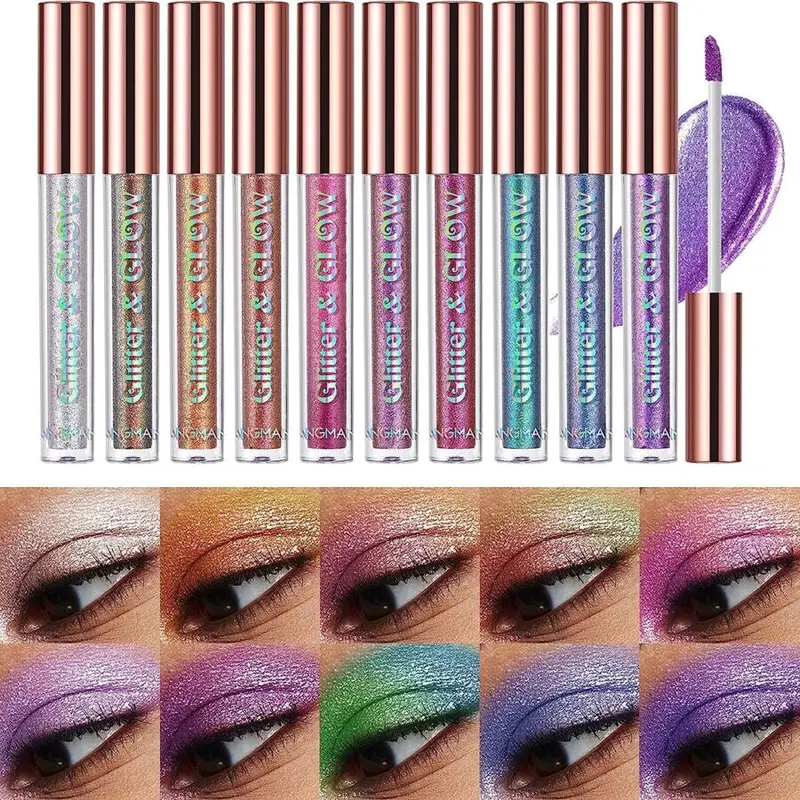 Women's Glitter & Glow Pearl Liquid Eyeshadow Set - Waterproof, Metallic Diamond Shimmer, Smudge-Proof, Quick-Drying, Flawless, Smooth, High-Shine, Alcohol-Free Cosmetic for Eyes & Face, Multicolor, Daily Use, Halloween, Dating, Ideal Gift