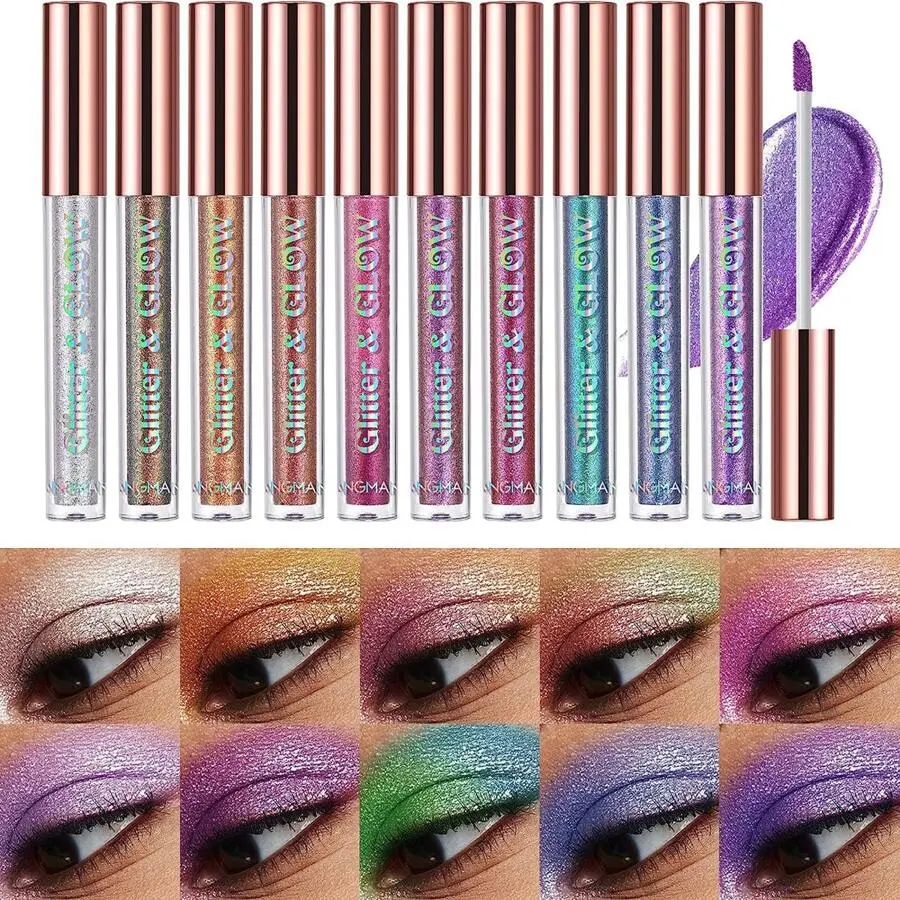 Glitter & Glow  Pearl Liquid Eyeshadow Set - Waterproof Metallic Diamond Shimmer Eye Shadow, Smudge-Proof, Quick-Drying, Flawless Blend for Daily Makeup, Ideal Gift for Women