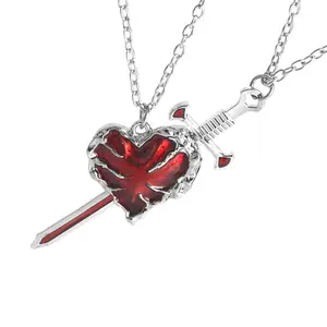 Exquisite Swords Heart Necklace for Couples Valentines Day Jewelry Accessories